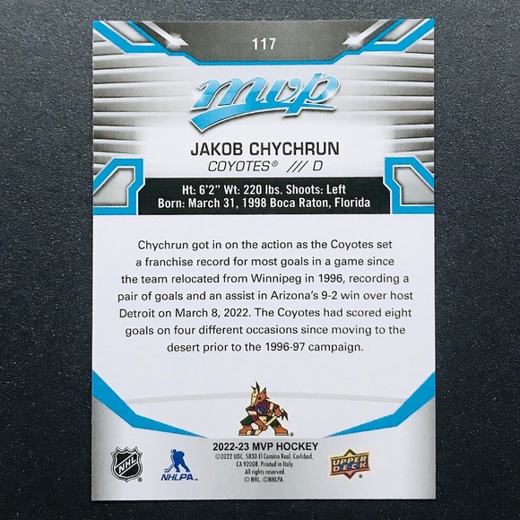Jakob Chychrun - 2022-23 Upper Deck MVP #117 - Picture 2 of 2